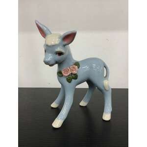 KITSCH Blue Donkey Ornament with Applied Flower Detail 