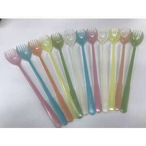 VINTAGE Tupperware Spoon/Forks - Harlequin Colours x 12