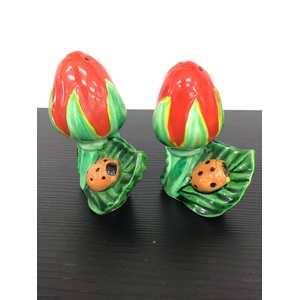 VINTAGE Tulip & Ladybird Salt and Pepper Shakers - Made in Japan
