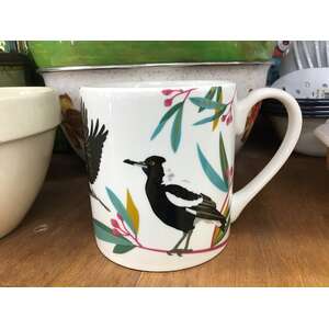 Magpie & Gum Leaves Ceramic Mug | 325 ml | Microwave & Dishwasher Safe | Australian Design