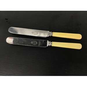 VINTAGE Lewis Rose Co Firth Brearley Faux Bone Handled Knives | Lot of 2 | Rounded End