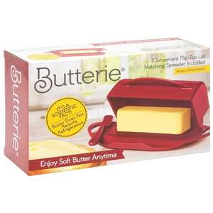 Butterie Flip-Top Butter Dish w Spreader | Red