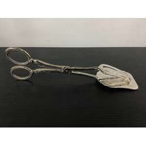 VINTAGE Silver Plate Scissor Tong Servers | Etched Design 
