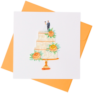 Wedding Cake Quilled Greeting Card | Handmade Quilling Art | Blank Inside