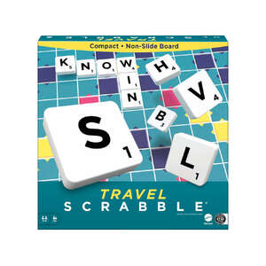 Mattel Travel Scrabble | Classic Word Game | Compact Board With Tile Grips | 2-4 Players