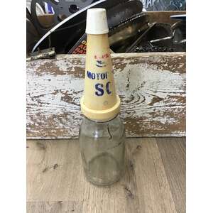 VINTAGE Ampol SC Motor Oil Pourer & 1 Litre NSW Bottle