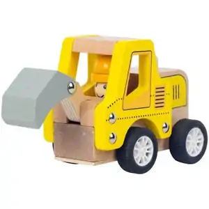 ToysLink Wooden Pull Back Digger | Zooming Action | 13 cm