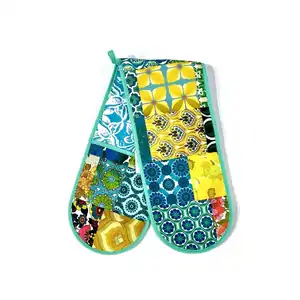 Anna Chandler Seventies Green Double Oven Glove | Retro Print