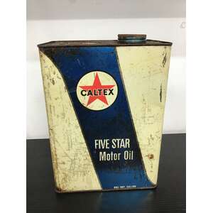 VINTAGE Caltex Five Star Motor Oil Tin | Imperial Gallon Tin 