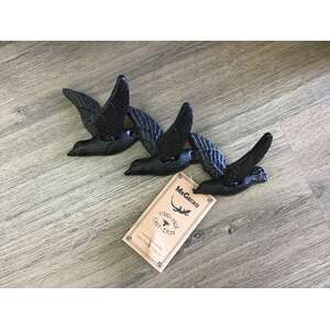 Cast Iron Bird Wall Hook | 3 Flying Birds 