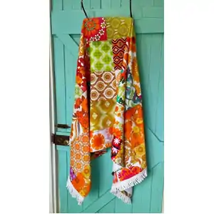 Anna Chandler Retro Fringed Beach Towel | 70s Orange 