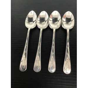 ART DECO Silver Plated Teaspoons | Lot of 4 | Stepped Chevron 