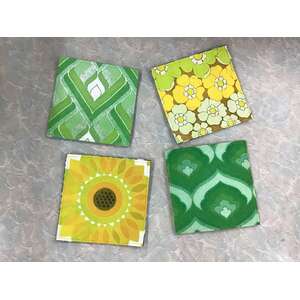 Anna Chandler 70s Green Canvas Coasters | Set of 4 