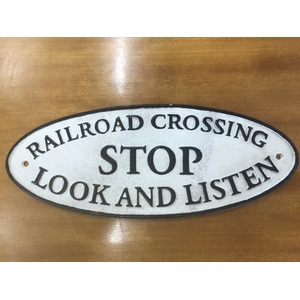 Railroad Crossing - Cast Iron Sign - Vintage Style - Large