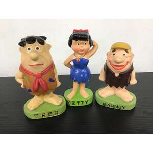 VINTAGE Flintstones Ornaments x 3 Betty Barney Fred | Made in Japan