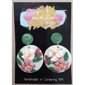 Polymer Earrings - Dangle - Floral Round