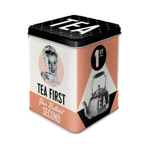 Tea Storage Tin - Tea First...Your Bullsh*t Second - Retro 