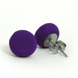 Polymer Stud Earrings - Basic Range - Dark Purple - On A Whim Designs