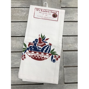 1950's Style Tea Towel -100% Cotton Flour Sack - Fruit Bowl