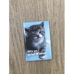 Why Am I So Full of Hate? - Funny Fridge Magnet - Cat - Retro Humour