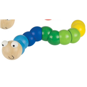Jointed Wooden Worm Toy - Green