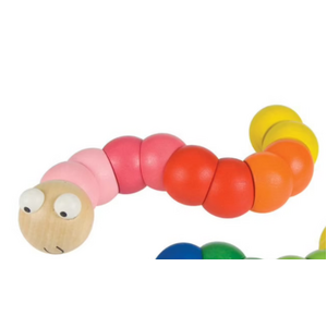 Jointed Wooden Worm Toy - Pink