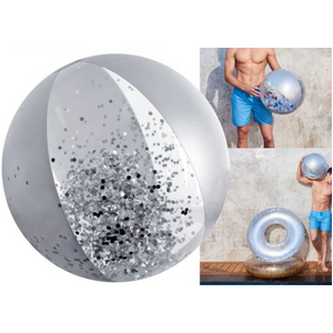 Glitter Beach Ball - Silver - 40cm