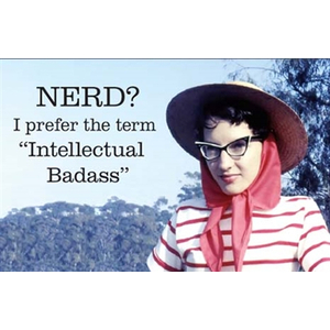 Nerd? Intellectual Badass - Funny Fridge Magnet - Retro Humour