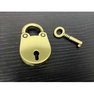 ANTIQUE Style Mini Padlock w Skeleton Key | 3.5 cm Brass