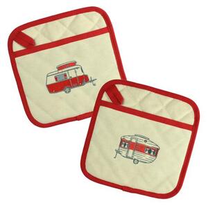 Embroidered Pot Holders - Set of 2 - Mini Caravan