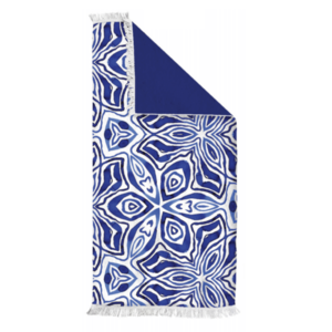 Double Sided Beach Fringed Towel - Retro Style - Ocean Tie Dye