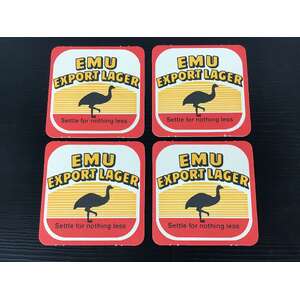 VINTAGE Emu Export Lager Coasters x 4 | Cardboard