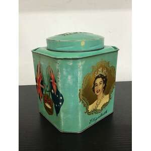 VINTAGE 1953 Coronation Bushells Tea Tin Caddy | 1 Pound Size 
