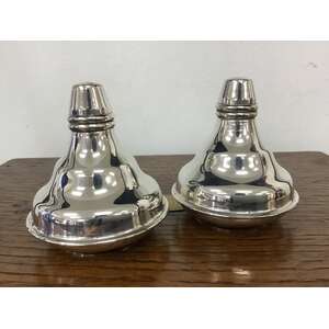 VINTAGE Carlisle Silver Plate Salt & Pepper Shakers - Stepped Shape 