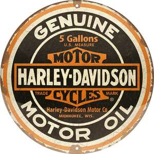 Harley Davidson Motorcycles Domed Round Tin Sign | 35 cm | Nostalgic Art