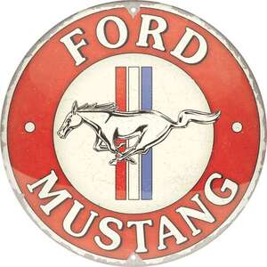 Ford Mustang Domed Round Tin Sign | 35 cm | Nostalgic Art
