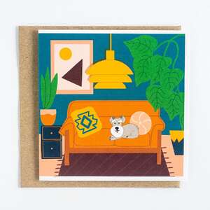 Midcentury Grey Schnauzer | Blank Greeting Card w Envelope | Elise Gow Designs