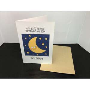 I Love You To The Moon & Stars & Back Again | Blank Greeting Card w Envelope | Elise Gowe Designs