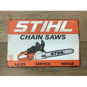 Stihl Chainsaws Sales Service Repair | Retro Tin Sign | 20 x 30 cm Landscape