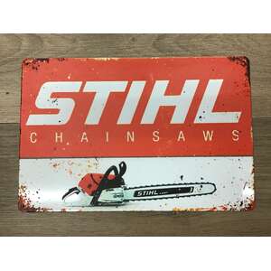 Stihl Chainsaws Orange & White | Retro Tin Sign | 20 x 30 cm | Landscape