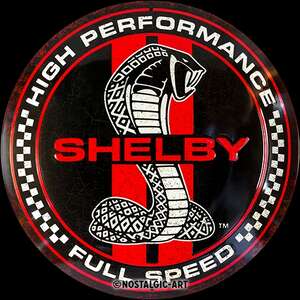 Shelby Cobra Domed Round Tin Sign | 35 cm | Nostalgic Art
