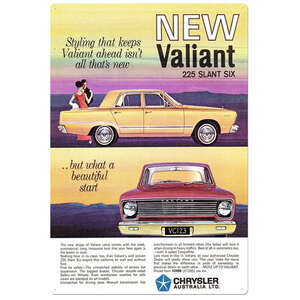 New Valiant 225 Slant Six | Retro Tin Sign | 20 x 30 cm | Portrait