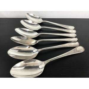 VINTAGE Embassy Rose EPNS Silver Plate Dessert Spoons x 6