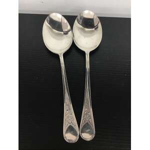VINTAGE Embassy Rose Silver Plate Serving Spoons x 2