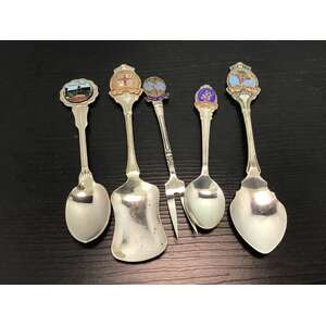 VINTAGE Souvenir Teaspoons Western Australia | Lot of 5 | Enamel Tops 