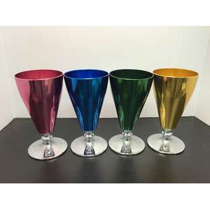VINTAGE Fiesta Ware Anodised Aluminium Goblets x 4