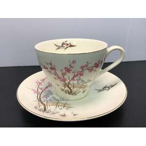 VINTAGE J&G Meakin Tea Cup & Saucer | Cherry Trees & Birds