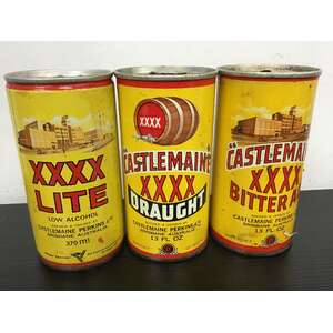 VINTAGE Castlemaine XXXX Steel Beer Cans x 3 | Bitter Ale | Draught | Lite 