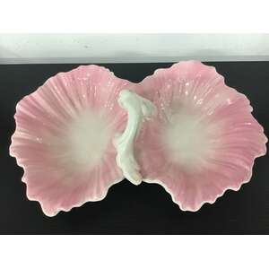 VINTAGE Thomas Lawrence Falcon Ware Pink Double Leaf Dish