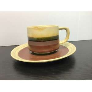 VINTAGE Striped Stoneware Cup & Saucer  | Japan